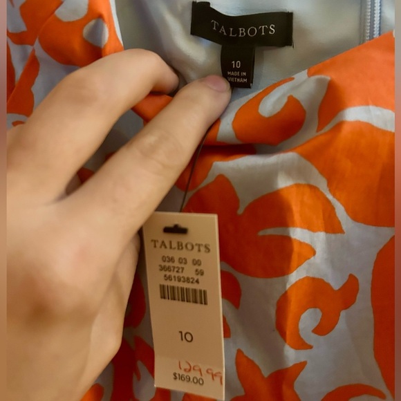 NWT Talbots PUFF SLEEVE POPLIN DRESS - Picture 4 of 5